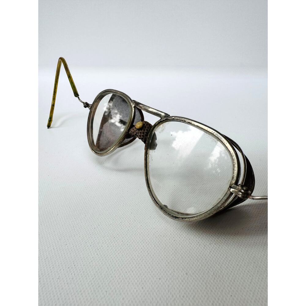 Antique Willson Industrial Safety Glasses Mesh Side Shields Steampunk